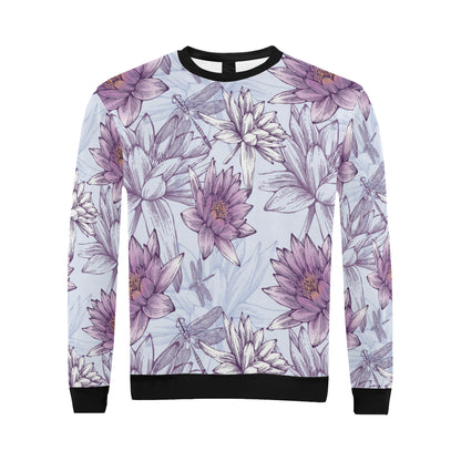 Water Lily Pattern Print Design WL01 Men Long Sleeve Sweatshirt