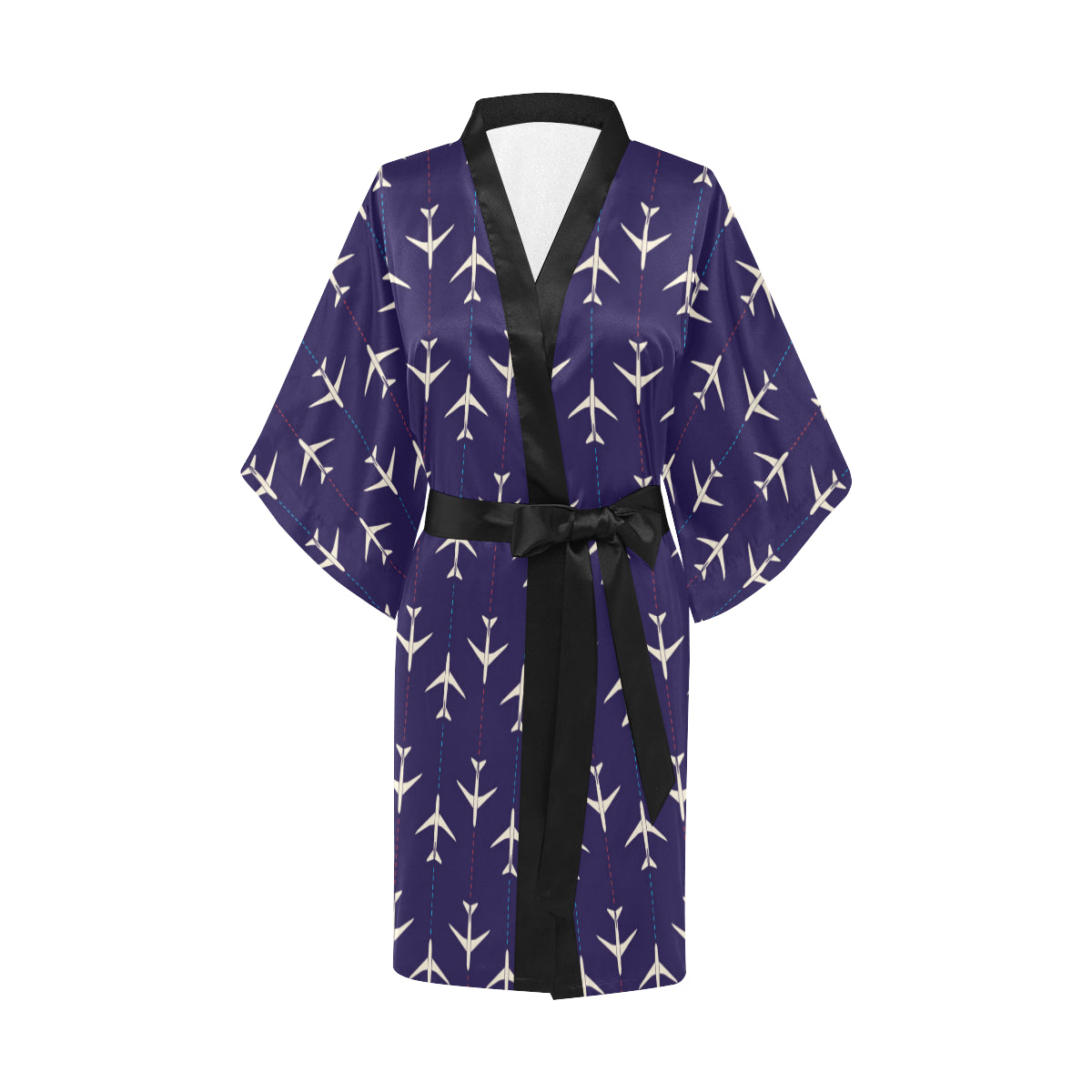 Airplane Pattern Print Design 03 Women's Short Kimono