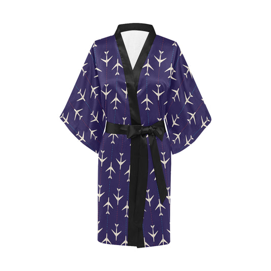 Airplane Pattern Print Design 03 Women's Short Kimono
