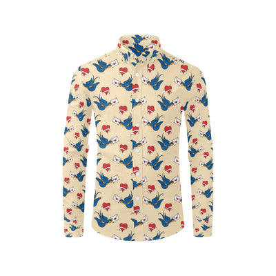 Swallow Bird Pattern Print Design 05 Men's Long Sleeve Shirt