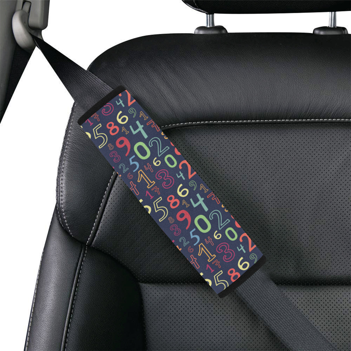 Number Pattern Print Design A01 Car Seat Belt Cover