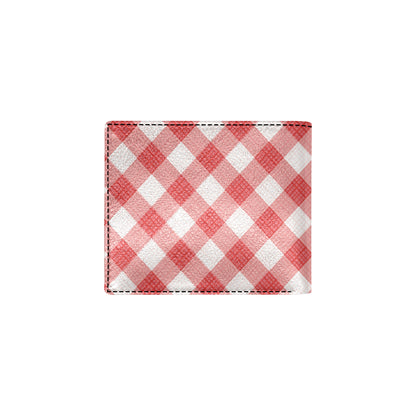 Gingham Red Pattern Print Design 01 Men's ID Card Wallet