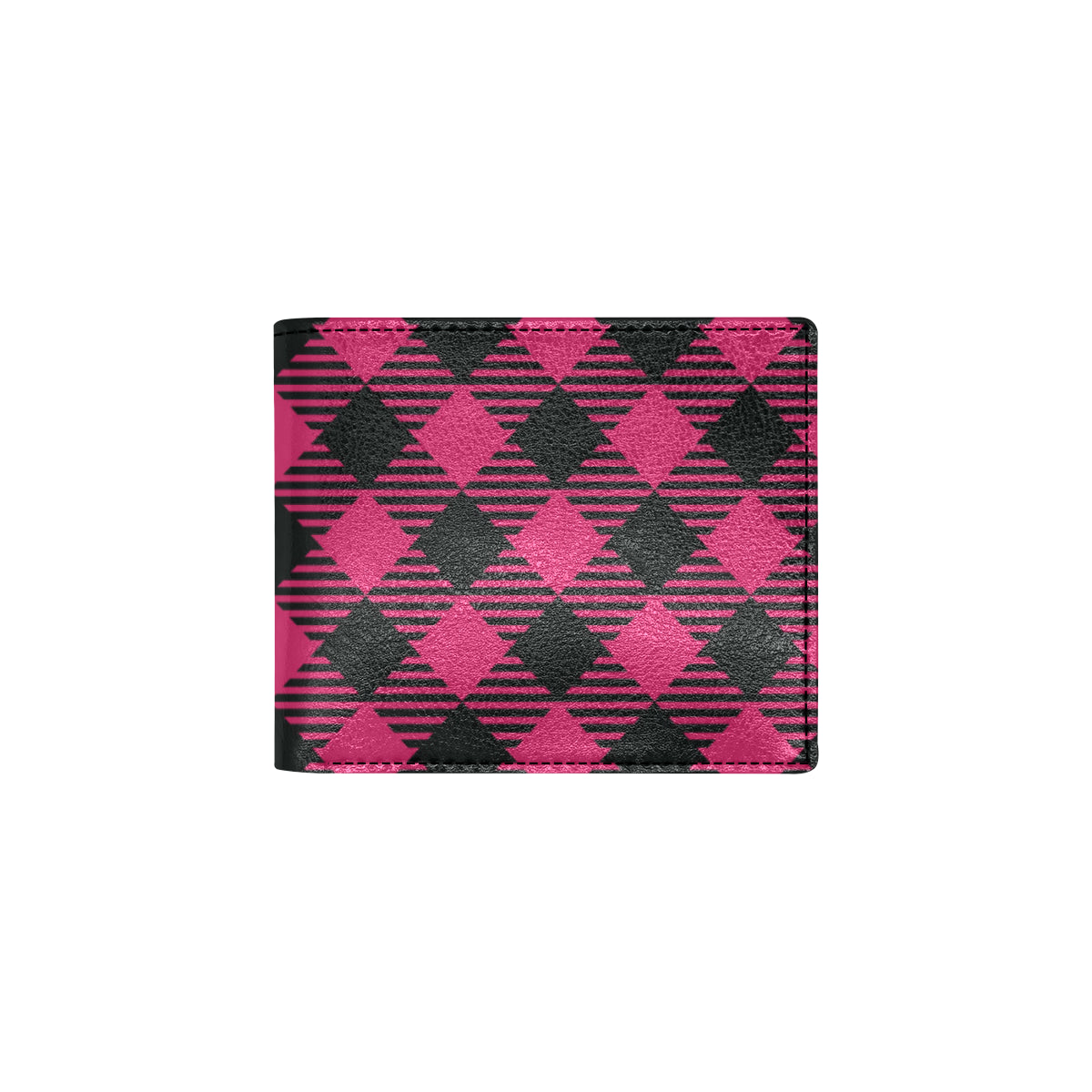Buffalo check Pink Pattern Print Design 01 Men's ID Card Wallet
