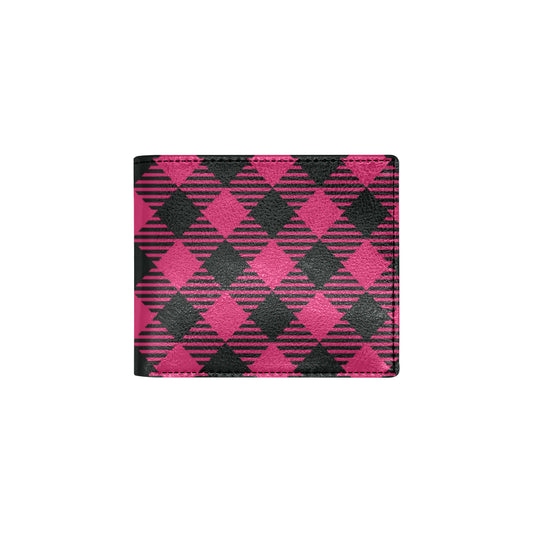 Buffalo check Pink Pattern Print Design 01 Men's ID Card Wallet