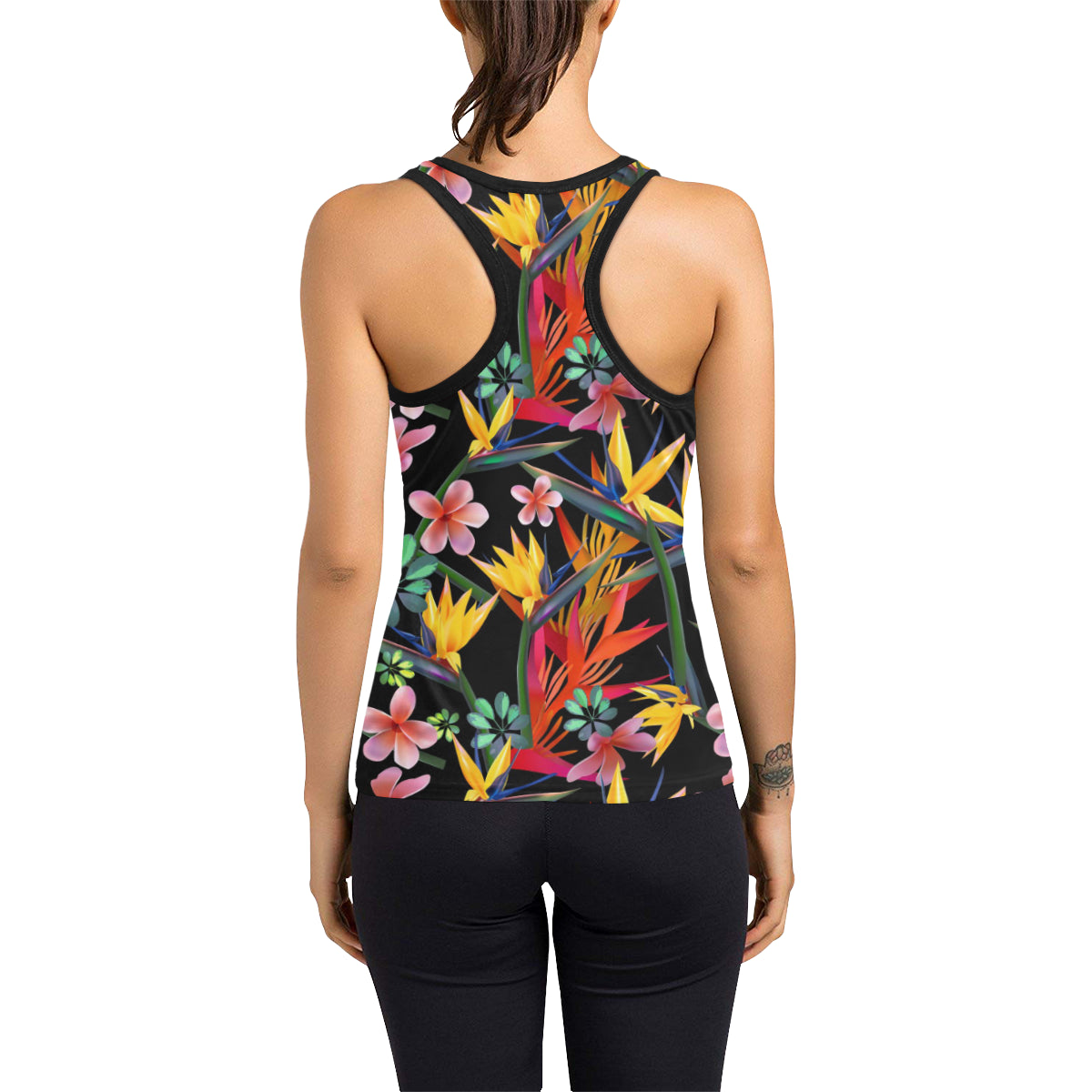 Tropical Flower Pattern Print Design TF015 Women's Racerback Tank Top