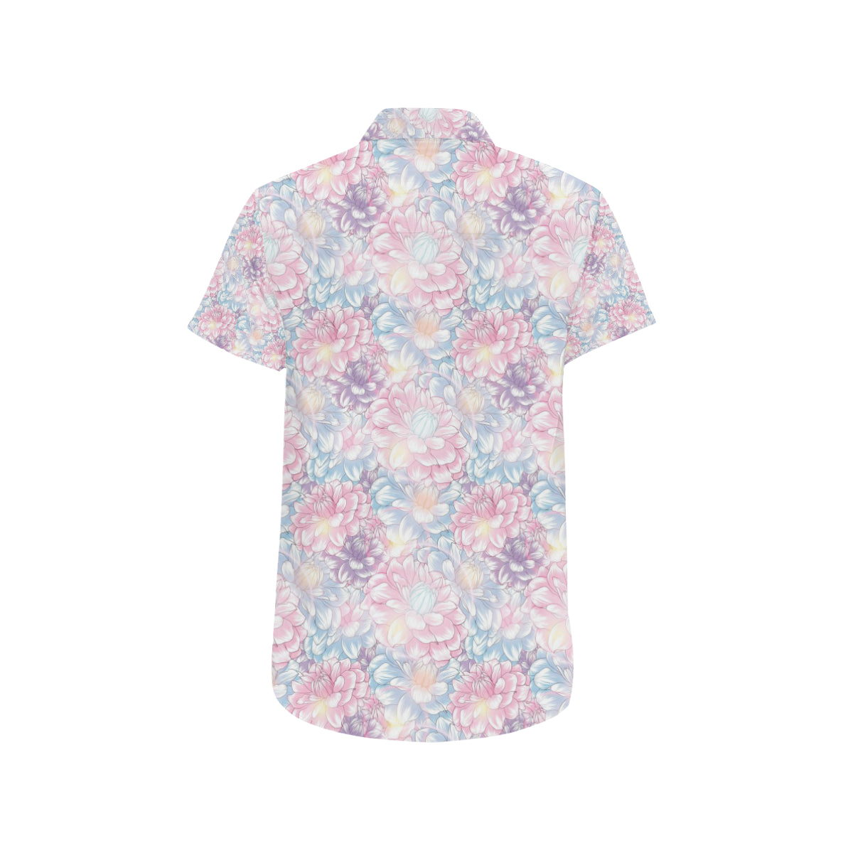 Dahlia Pattern Print Design 01 Men's Short Sleeve Button Up Shirt