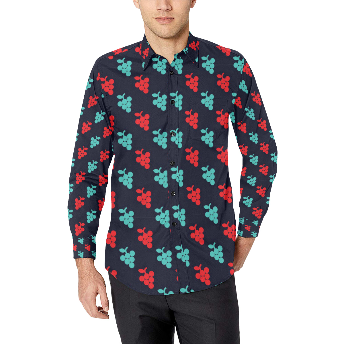 Grape Pattern Print Design GP07 Men's Long Sleeve Shirt