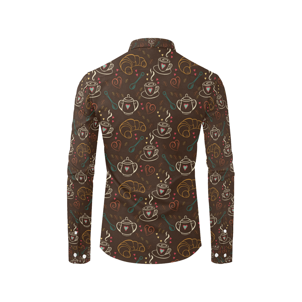 Coffee Pattern Print Design 06 Men's Long Sleeve Shirt