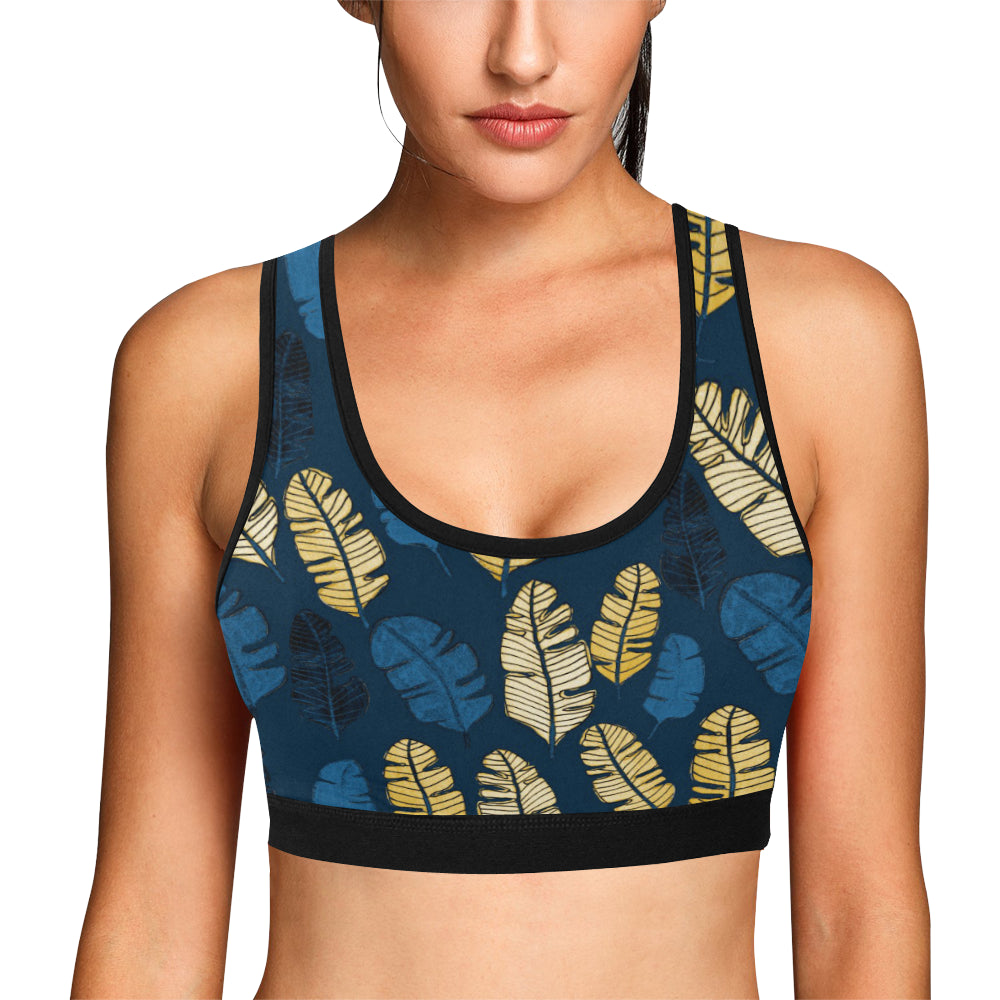 Banana Leaf Pattern Print Design BL09 Sports Bra