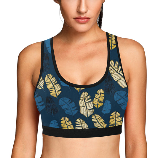 Banana Leaf Pattern Print Design BL09 Sports Bra