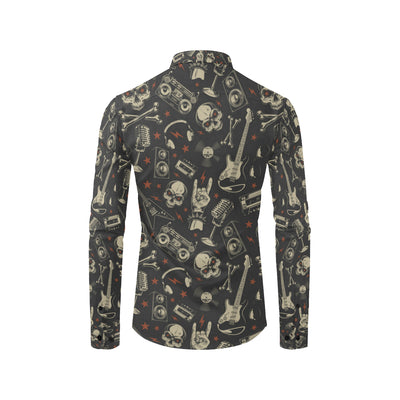 Rock and Roll Skull Pattern Print Design A03 Men's Long Sleeve Shirt