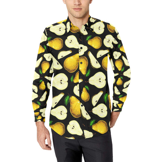 Pear Pattern Print Design PE01 Men's Long Sleeve Shirt