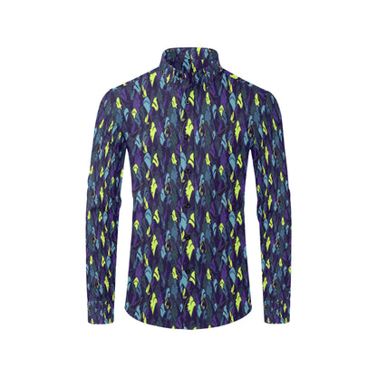 Shark Neon color Print Men's Long Sleeve Shirt