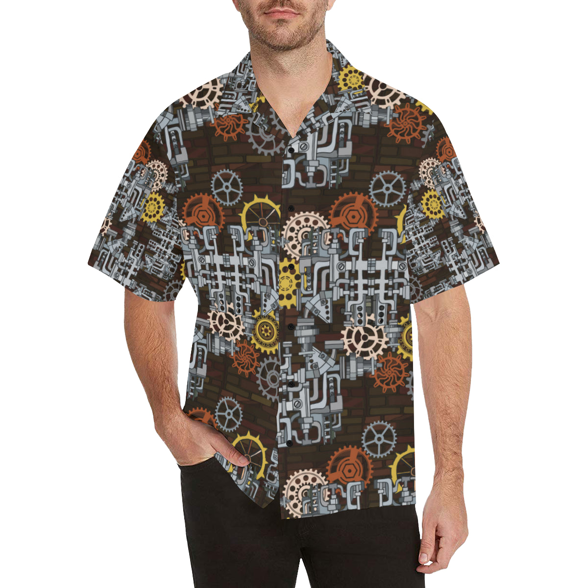 Mechanic Pattern Print Design 04 Men's Hawaiian Shirt