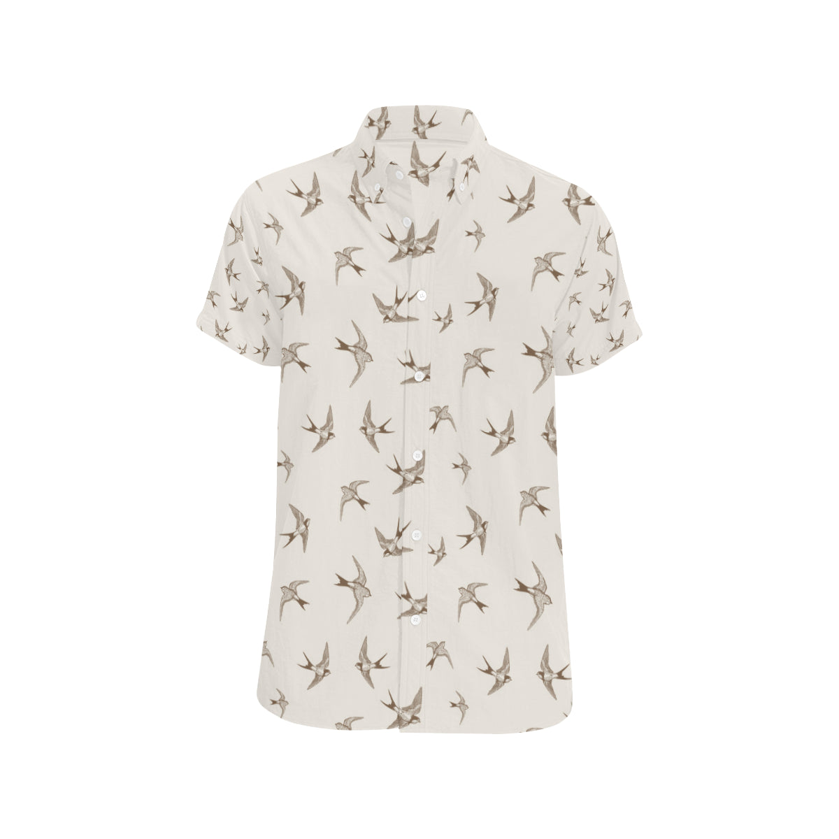Swallow Bird Pattern Print Design 01 Men's Short Sleeve Button Up Shirt