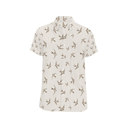 Swallow Bird Pattern Print Design 01 Men's Short Sleeve Button Up Shirt