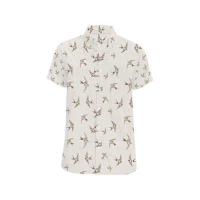 Swallow Bird Pattern Print Design 01 Men's Short Sleeve Button Up Shirt