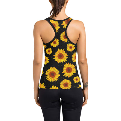 Sunflower Pattern Print Design SF09 Women's Racerback Tank Top
