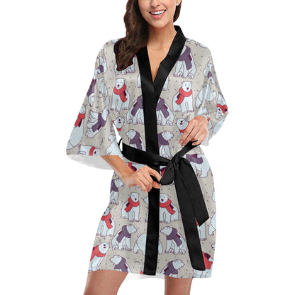Polar Bear Pattern Print Design PB04 Women Kimono Robe