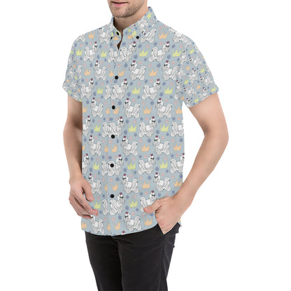 Maltese Pattern Print Design 04 Men's Short Sleeve Button Up Shirt