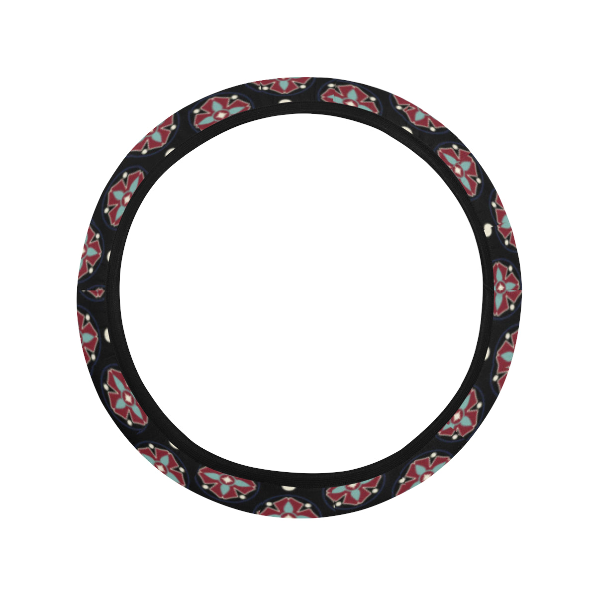 Ethnic Dot Style Print Pattern Steering Wheel Cover with Elastic Edge