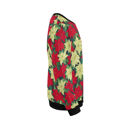 Poinsettia Pattern Print Design POT06 Men Long Sleeve Sweatshirt