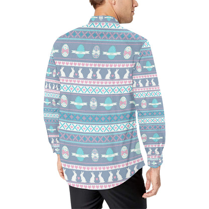 Easter Eggs Pattern Print Design RB013 Men's Long Sleeve Shirt