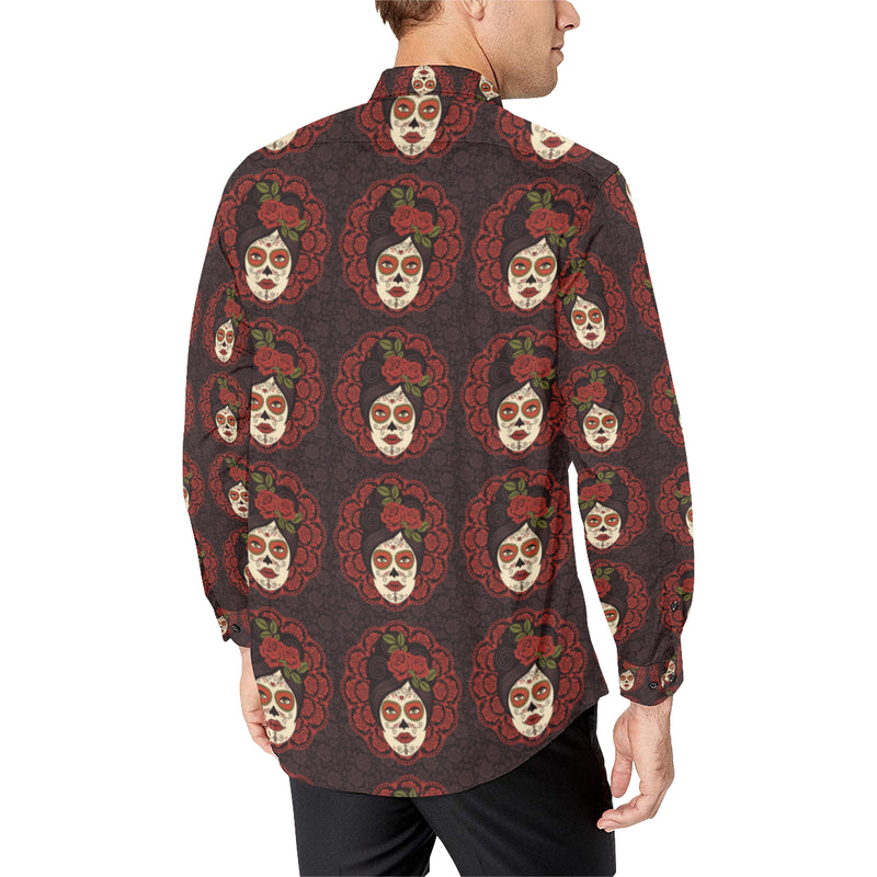 Day of the Dead Mexican Girl Men's Long Sleeve Shirt