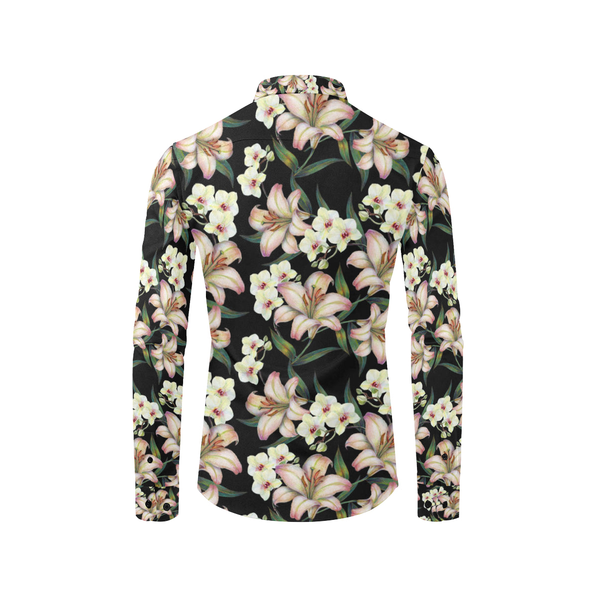 Lily Pattern Print Design LY03 Men's Long Sleeve Shirt