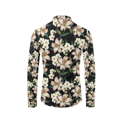 Lily Pattern Print Design LY03 Men's Long Sleeve Shirt