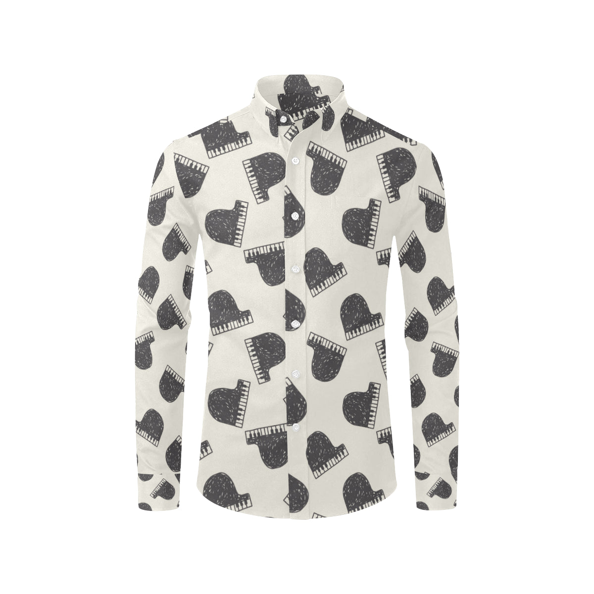 Piano Pattern Print Design 04 Men's Long Sleeve Shirt