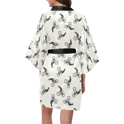 Mountain bike Pattern Print Design 01 Women's Short Kimono