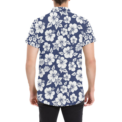 Hibiscus Pattern Print Design HB012 Men's Short Sleeve Button Up Shirt