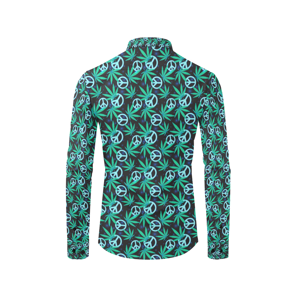 Peace Sign Themed Design Print Men's Long Sleeve Shirt