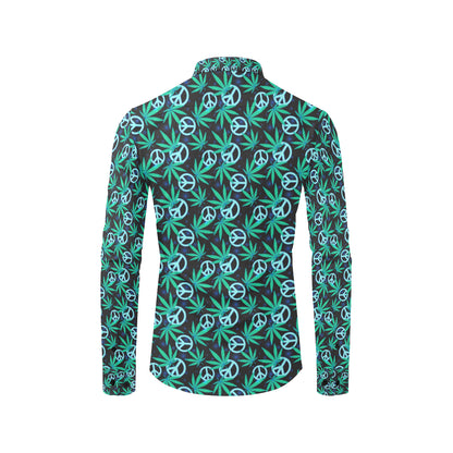 Peace Sign Themed Design Print Men's Long Sleeve Shirt