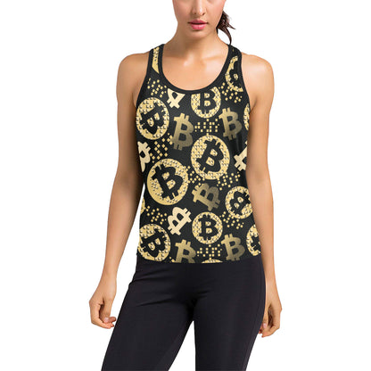 Bitcoin Pattern Print Design DO06 Women's Racerback Tank Top