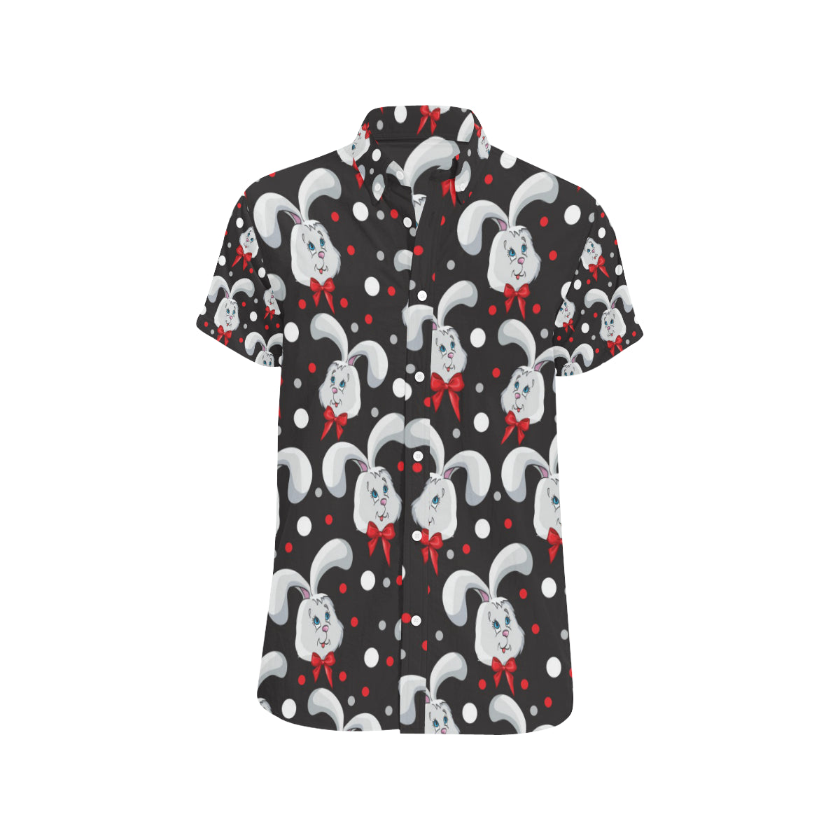 Rabbit Pattern Print Design RB012 Men's Short Sleeve Button Up Shirt