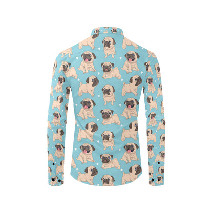 Pug Pattern Print Design A03 Men's Long Sleeve Shirt