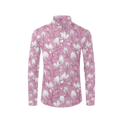Magnolia Pattern Print Design MAG05 Men's Long Sleeve Shirt