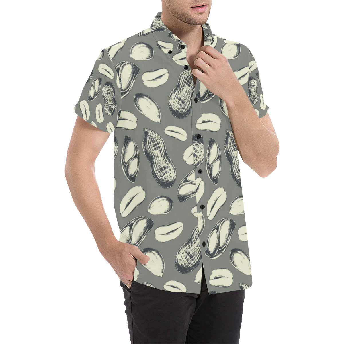 Peanut Pattern Print Design A01 Men's Short Sleeve Button Up Shirt