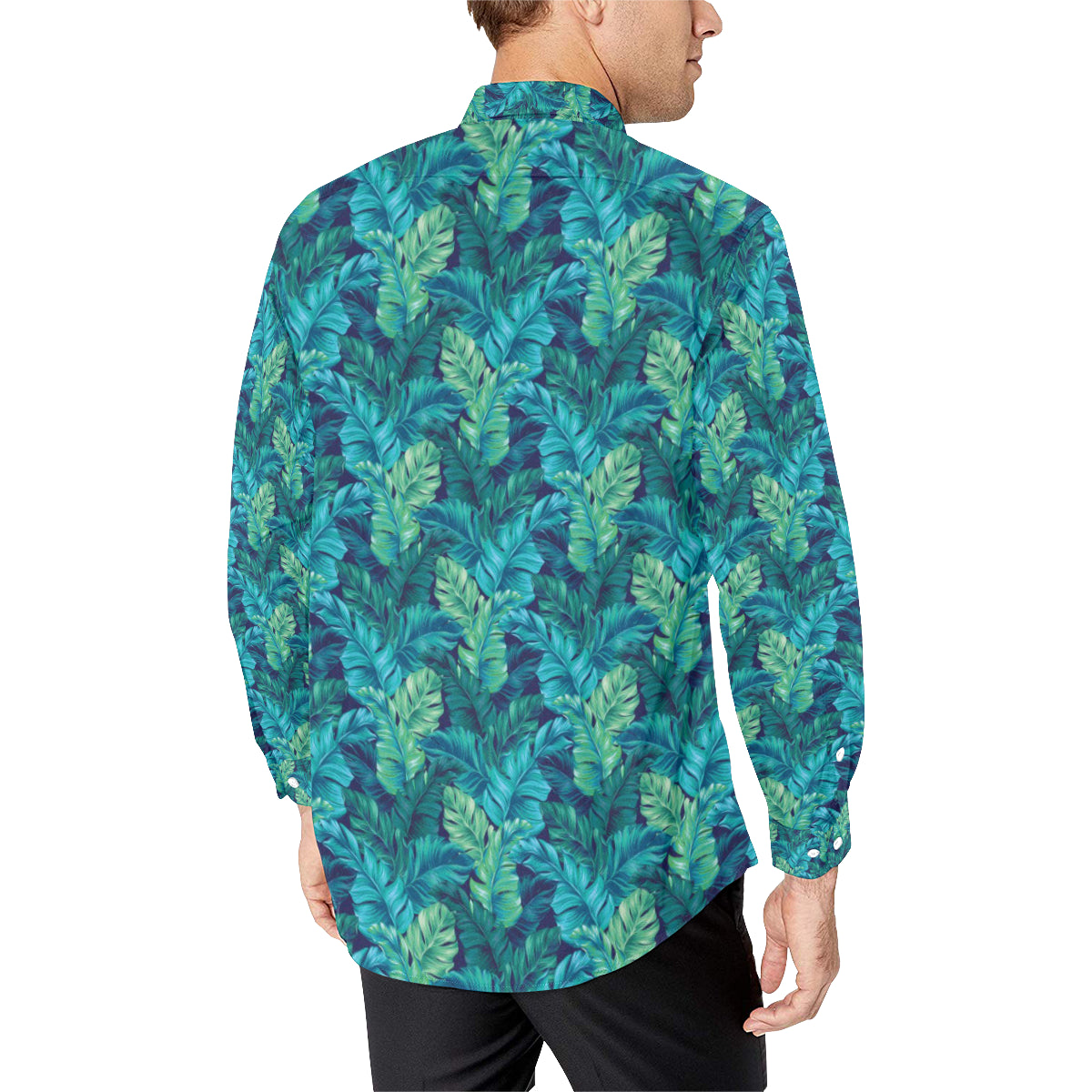Banana Leaf Pattern Print Design 06 Men's Long Sleeve Shirt