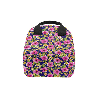 Pink Hibiscus Pattern Print Design HB027 Insulated Lunch Bag