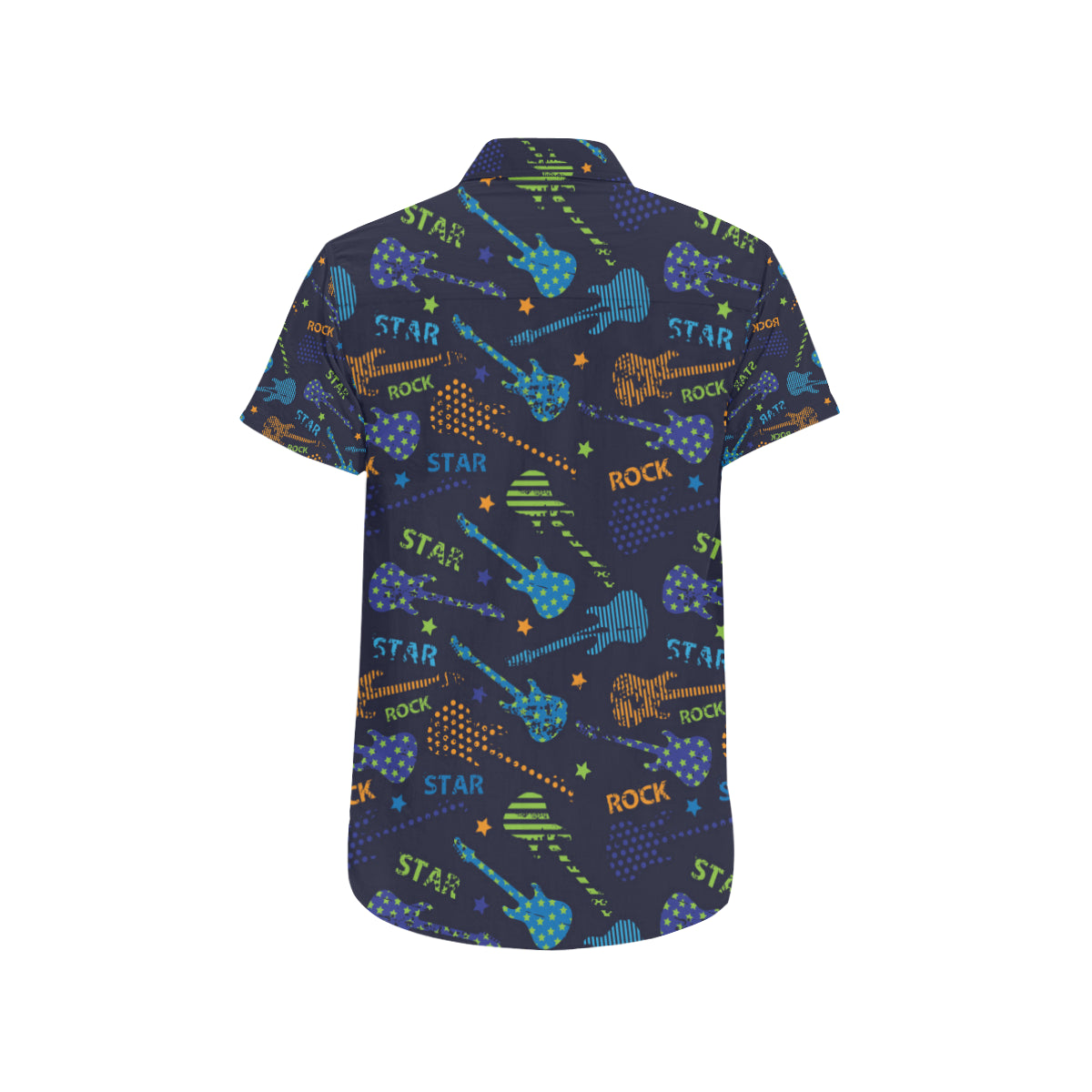 Rock and Roll Pattern Print Design A04 Men's Short Sleeve Button Up Shirt