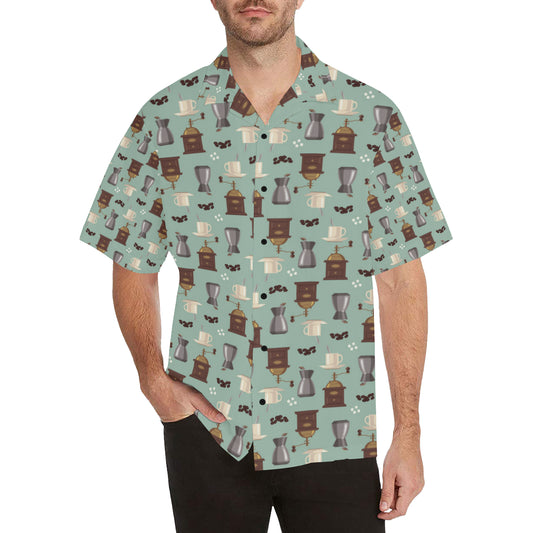 Coffee Pattern Print Design 04 Men's Hawaiian Shirt