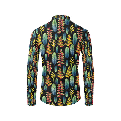 Heliconia Pattern Print Design HL03 Men's Long Sleeve Shirt