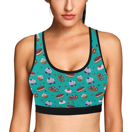Cake Pattern Print Design 07 Sports Bra
