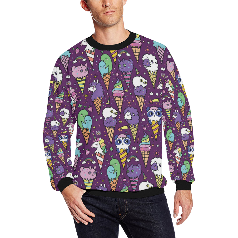Ice Cream Pattern Print Design IC07 Men Long Sleeve Sweatshirt