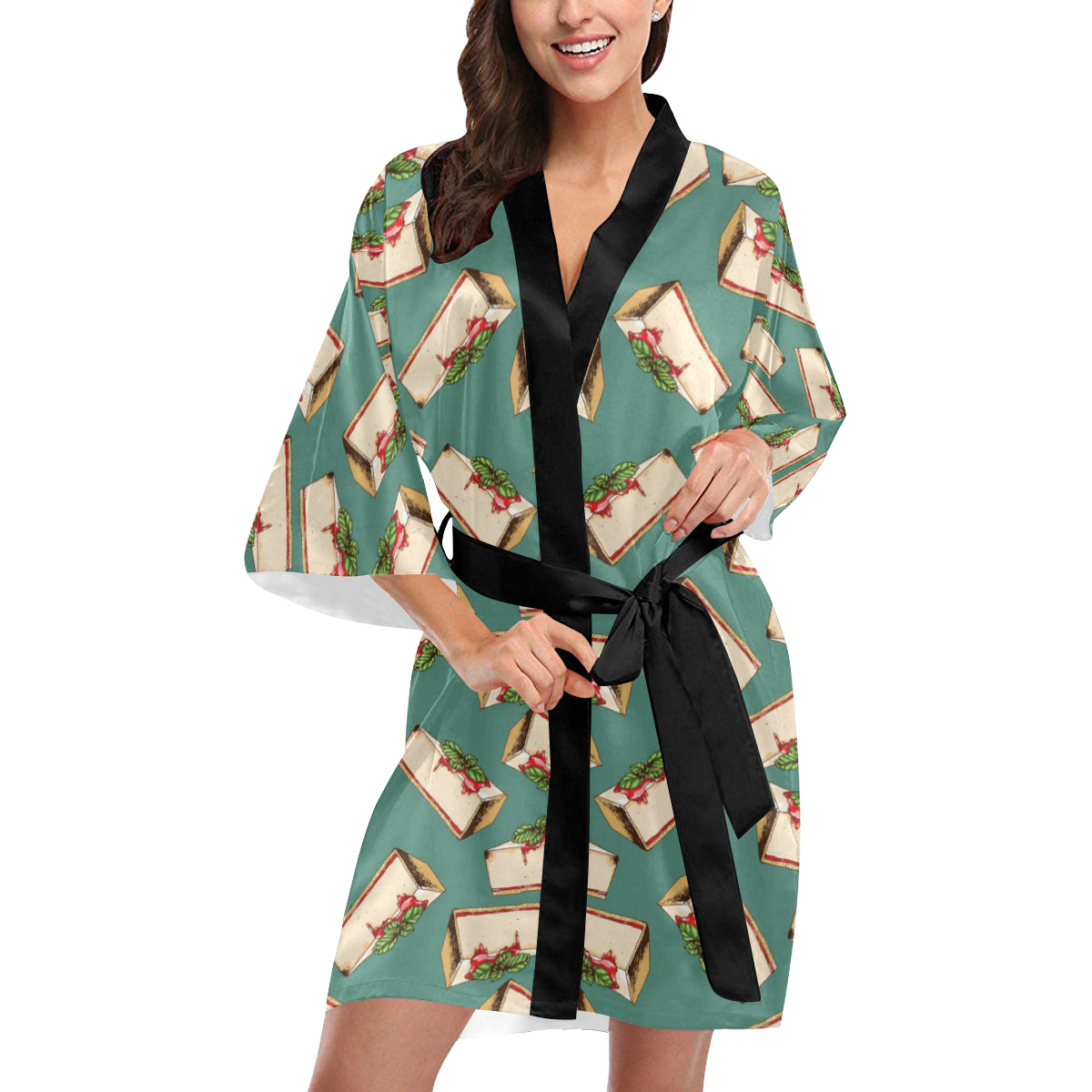Cheesecake Pattern Print Design CK02 Women Kimono Robe