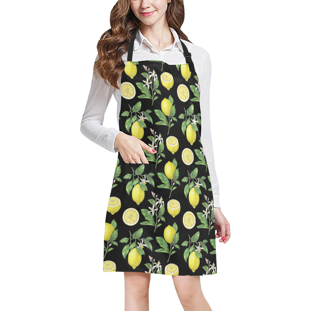 Lemon Pattern Print Design LM02 Apron with Pocket