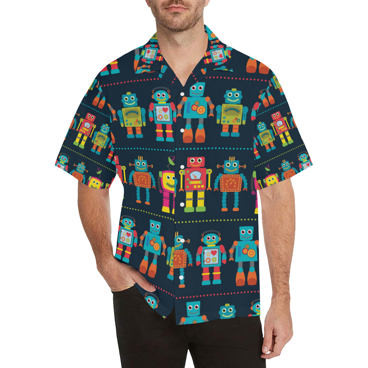 Robot Pattern Print Design A01 Men's Hawaiian Shirt